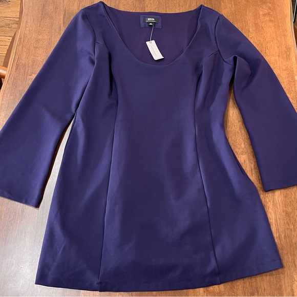Maeve Long-Sleeve Scoop-Neck Mini Dress. Retro. Navy. Size XL Petite. NWT - Picture 3 of 10